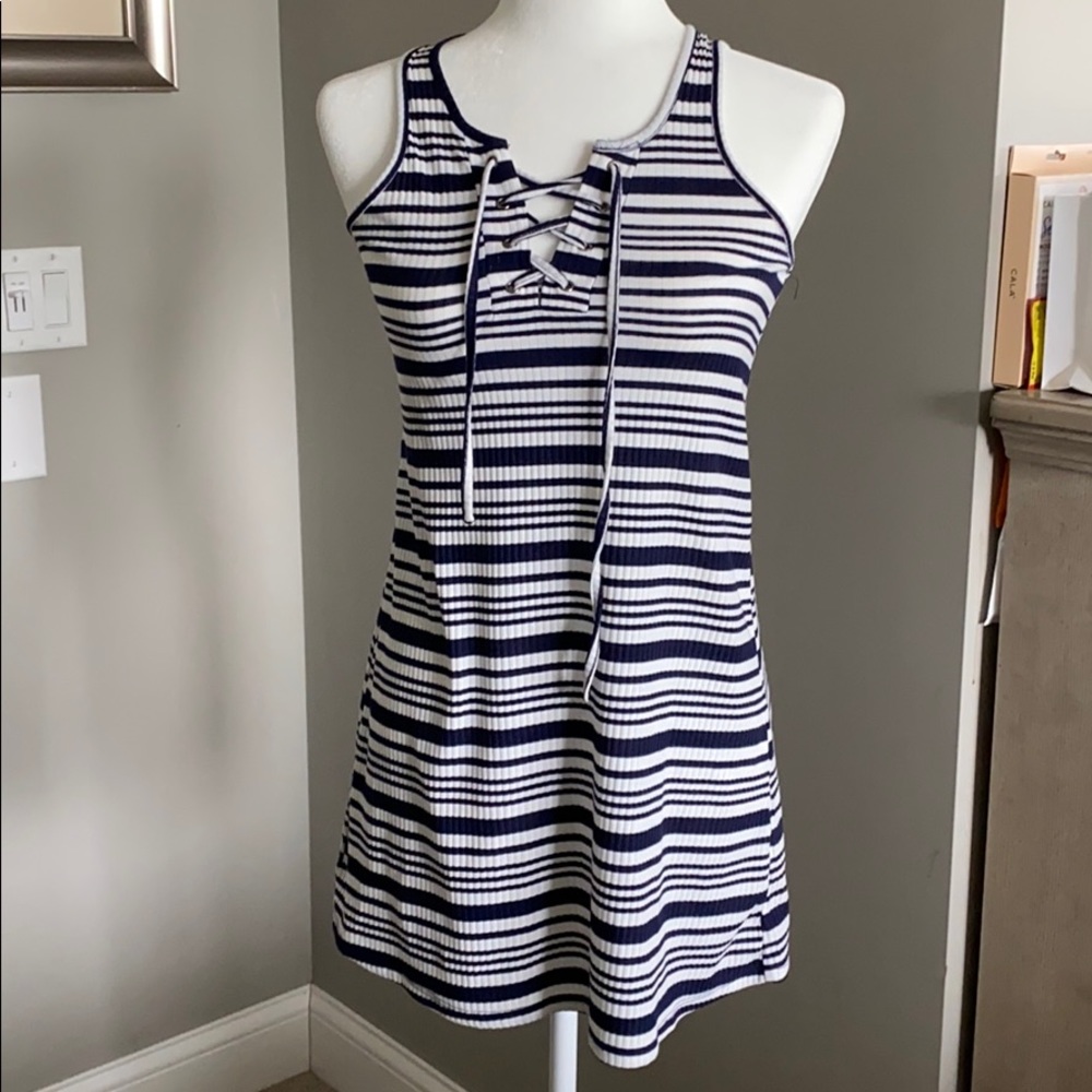 Navy striped sun dress